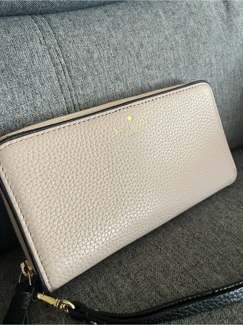 Kate Spade Beige Pebbled Leather Long Wallet
